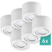 Oktaplex 6 Stück Aufbauspot Lile Weiß - 3-stufig dimmbar LED Modul - Deckenspots mit 3-stufig dimmbaren LED Modulen für individuelle Beleuchtung. Schwenkbare Aluminiumleuchten in modernem Weiß, ideal für gezielte Lichtakzente.