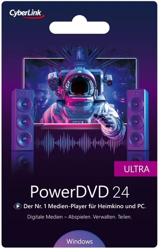 Cyberlink PowerDVD 24 Ultra - Dauerlizenz für Windows 11/10 - Multimedia-Werkzeuge für beeindruckende Film- und Videoerlebnisse, inklusive Card per DHL für einfachen Zugriff.