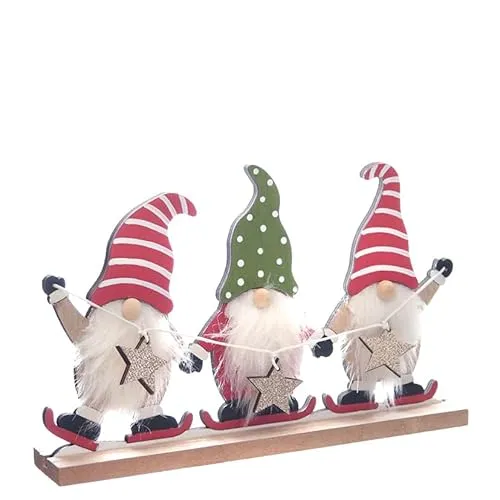 dio only for you Wichtel Trio auf Stand | Wichtelgruppe Aufsteller | Holz | Advent Weihnachten | 22x14,5 cm