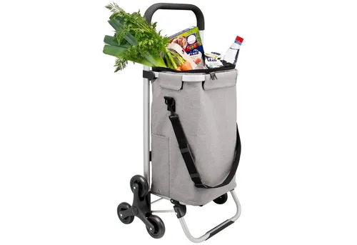 bremermann Einkaufstrolley DREBBER - Treppensteiger mit Kühltasche - Einkaufstrolley DREBBER: Leichter Handwagen mit Treppensteigrädern und integrierter Kühltasche für frische Lebensmittel. Ideal für müheloses Einkaufen und Transport.