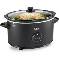 Olvy Digitaler Slow Cooker mit Timer – 6L – Keramik-Innentopf – Schwarz