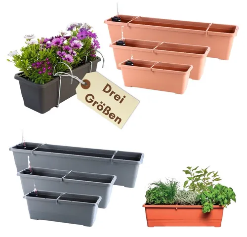 GarPet Blumenkasten Blumenkasten Fensterbank Balkonkasten Wasserspeicher 50 cm anthrazit