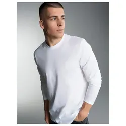 Trigema Herren 636501 Langarmshirt, Weiß S EU von Trigema