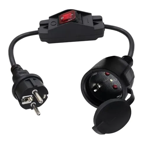 HuaLiSiJi Verlängerungskabel mit Schalter 1m - Verlängerungskabel IP44, wasserdicht und kindersicher, ideal für Innen- und Außenbereiche. Mit hochwertiger PVC-Gummi-Hülle für maximale Sicherheit und Langlebigkeit.