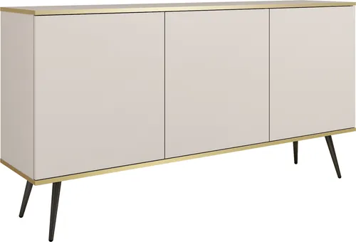 Kommode: Beige, Schwarze Beine, 160 x 85 x 39 cm
