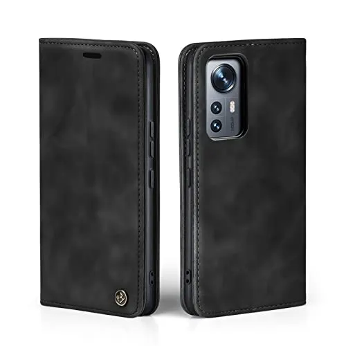 LBH Handyhülle für Xiaomi 12T / Xiaomi 12T Pro in Schwarz mit Karten- und Geldfach Smartphone Hülle mit Standfunktion Flip Case Schutzhülle Magnetverschluss Vintage