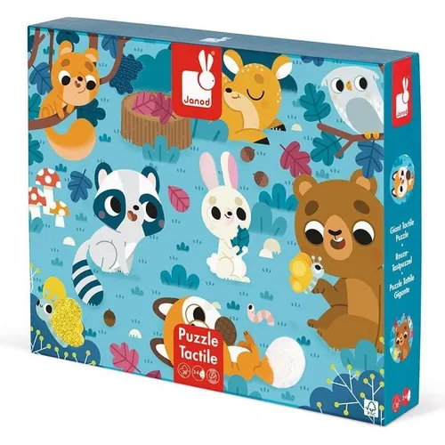 Janod Haptik-Puzzle Waldtiere - 20 Teile, fördert Tastsinn und Beobachtungsgabe für Kinder ab 2 Jahren