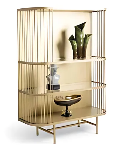Moderne Vitrine für stilvolle Aufbewahrung - Stilvolle Vitrine mit 3 Regalfächern aus Edelstahl und Glas, ideal zur Präsentation im Wohnzimmer. Maße: 100 x 40 x 140 cm, ohne Montageaufwand.