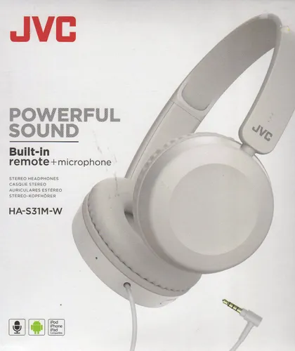 JVC HA-S31M-W/B Faltbarer Kopfhörer mit Mikrofon - Kopfhörer mit integriertem Mikrofon, leicht und faltbar – ideal für unterwegs und den Alltag.