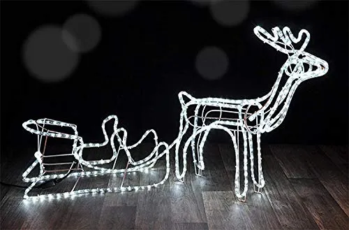 XL Weihnachts Silhouette Rentier mit Schlitten, 288 LED