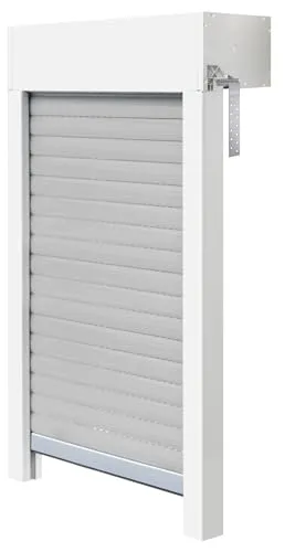 Schellenberg 39062 Aufsatzrollladen-Set für Fenster, Rollladensystem Mini, PVC, 100 x 120 cm, weiß/grau, kürzbar in Höhe, Breite, inkl. EPS-Dämmung und Zubehör für die Selbstmontage