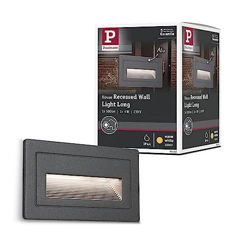 Paulmann 94383 LED Außenleuchte Wandeinbauleuchte Long IP65 103x58mm eckig incl. 1x4 Watt Schwarz Außenlampe Aluminium 3000 K