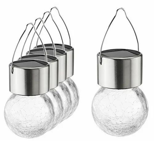 LED Hänge-Solarleuchten 5 Stück Kristallglas warm weiß Solarleuchte Außen Garten