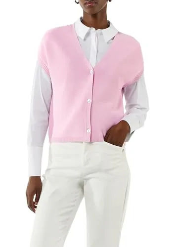 comma Strickjacke - Damen Strickjacke mit Knopfleiste, ärmellos und modischen überschnittenen Schultern für einen lässigen Look.