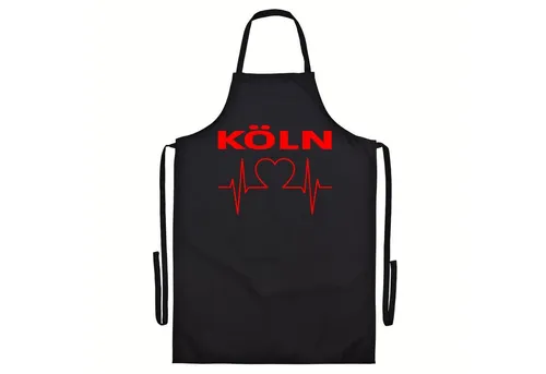 multifanshop Grillschürze Köln - Herzschlag - Grillschürze für Fans von Köln, hochwertig und langlebig, ideal als Geschenk oder für den eigenen Grillabend.