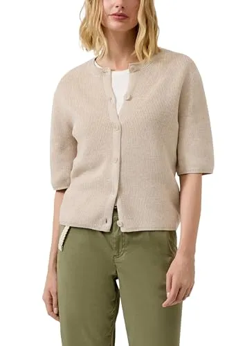 s.Oliver Halbarm-Strickjacke - Elegante Halbarm-Strickjacke im Regular Fit aus hochwertigem Baumwollmix. Mit Rundhalsausschnitt und Knopfleiste ideal für stilvolle Outfits.