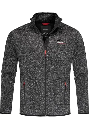 Amaci&Sons Herren Fleecejacke Strickfleece Sweatjacke Männer Pullover Hoodie 4079 Schwarz XXL