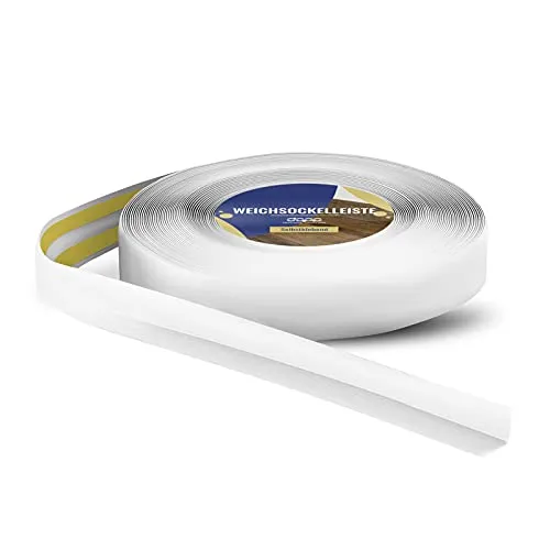 DQ-PP Weichsockelleiste 25m – Selbstklebend & Flexibel – PVC in Weiß - Hochwertige DQ-PP Weichsockelleiste aus flexiblem PVC, ideal für alle Oberflächen. Selbstklebend für einfache Montage und modernes Design. Perfekt für jeden Raum und jede Fuge.