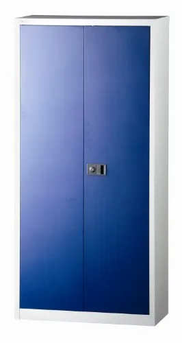 BISLEY Flügeltürenschrank Universal - Schrank für das Heimbüro mit 4 verzinkten Fachböden, hohe Tragfähigkeit von 75 kg pro Boden und schlüsselsichere Tür für private Nutzung.
