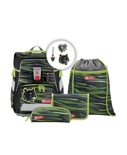 Step by Step Schulranzen-Set SPACE Wild Cat Chiko 5-teilig, ergonomisch, höhenverstellbar und mit 20 Litern Stauraum für optimale Sichtbarkeit und individuelles Design - 