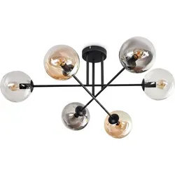 Fossobiubo Deckenlampe aus Metall/Glas in Schwarz/Rauchfarben/Bernstein/Klar