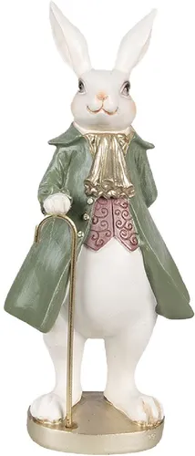 Clayre & Eef 6PR4058 Deko Kaninchen 12x9x26cm Beige Grün