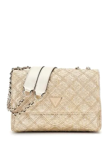 Guess Giully Schultertasche gold HWQW9673200-GOL - Elegante Schultertasche aus hochwertigem Polyurethan in edlem Gold, perfekt für stilvolle Auftritte und besondere Anlässe.