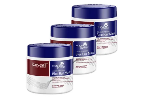 Karseell Haarmaske - Blaue Haarmaske für Farbauffrischung - Karseell Haarmaske für coloriertes Haar, 500ml. Neutralisiert Gelbstich in 5-15 Minuten, sorgt für kühle Blond- und Grautöne und pflegt intensiv. Ideal für die einfache Anwendung zu Hause.