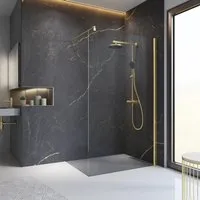 Schulte Walk In 100 x 200 cm Alexa Style 2.0 Goldoptik - Duschabtrennungen & -kabinen in elegantem Goldoptik-Design, sorgt für ein modernes Badezimmer-Ambiente und ist leicht zu reinigen.