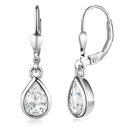 Materia Paar Ohrhänger Damen mit weißem Topas in weiß von Materia by Matthias Wagner