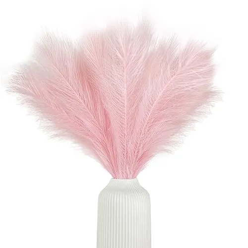 Pampasgras künstlich, klein, Farbe rosa, 5 Stiele, 55 cm Länge, künstliches Pampasgras Wohnzimmer, Trockenblumen für Schlafzimmer, Hochzeit, Boho Deko