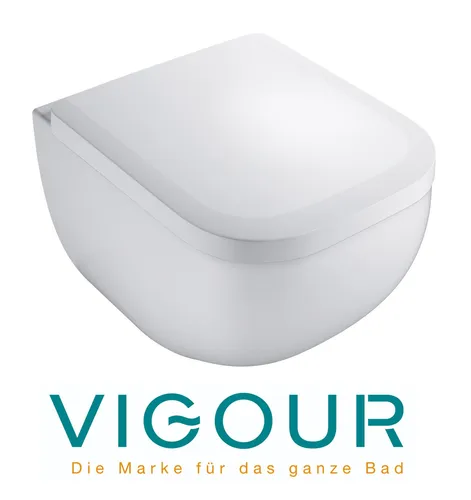 VIGOUR DERBY Wand WC spülrandlos mit WC-Sitz, weiß