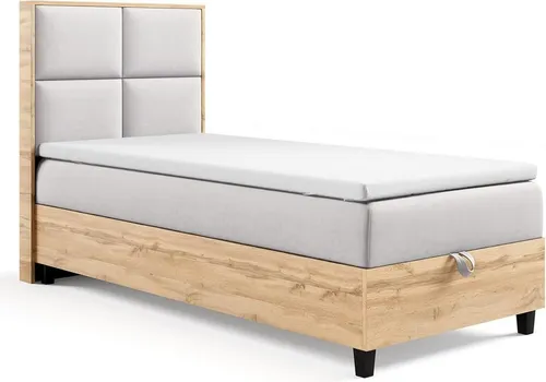 Best for Home Boxspringbett Trinity K-2 mit Bettkasten & Komfort Topper H3, 90x200 cm - Elegantes Boxspringbett in Silber mit praktischem Bettkasten. Ideal für komfortable Nachtruhe und platzsparende Aufbewahrung. Aufbauservice verfügbar.