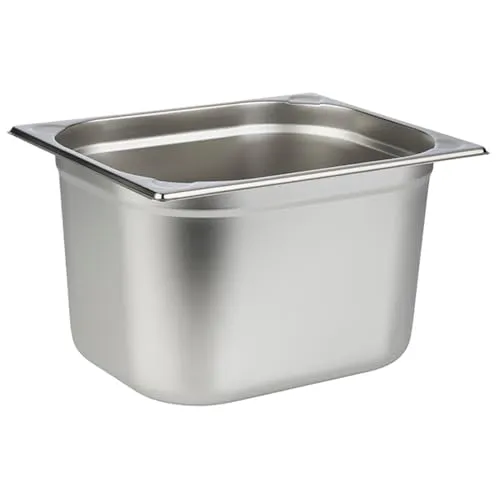 APS 81208 GN-Behälter 1/2 aus Edelstahl - Gastronormbehälter mit 11,65 Liter Volumen, spülmaschinengeeignet und stoßfest, ideal für die Gastronomie.