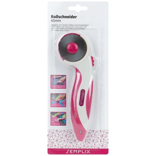 Semplix Rollschneider Maxi Soft Griff (45 mm/ pink) sichere Handhabung 1a Qual