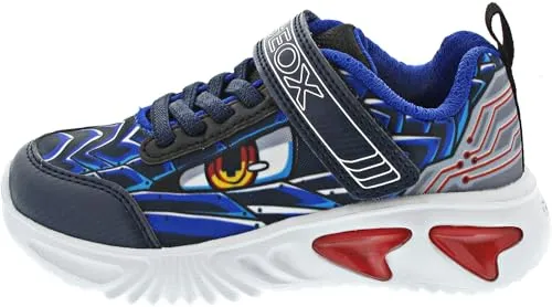 Geox J Assister Boy B Sneaker, Navy/Royal, 32 EU - Sneaker mit atmungsaktiver Konstruktion und praktischem Klettverschluss, ideal für aktive Kinder.