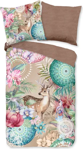 Hip Bettwäsche mit Mandalas - Hebe - 100% Baumwolle/Flanell - Bettwäsche in Übergröße 155x220 cm + 80x80 cm, aus atmungsaktivem Flanell, ideal für kuschelige Nächte und pflegeleicht mit Reißverschluss.