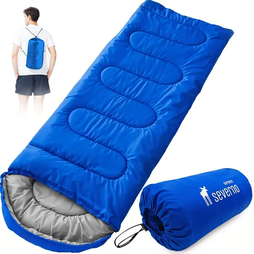 Mumien-Wanderschlafsack mit Kapuze SUMMER CAMP 210x75 cm blau + Bettdecke