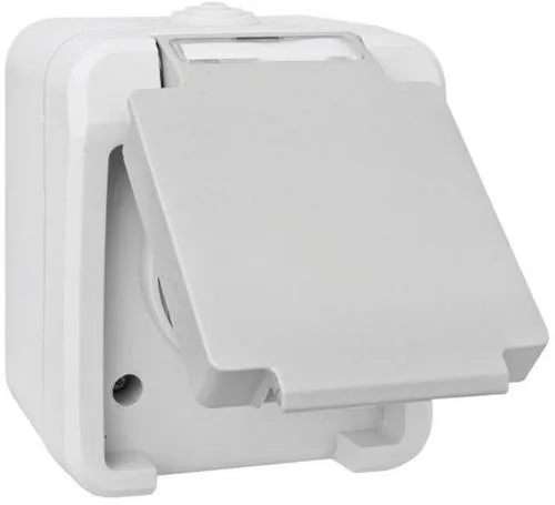 Peranova 102435 Feuchtraum-Schalterprogramm Schutzkontakt-Steckdose Pera Hellgrau, Dunkelgrau 1St.