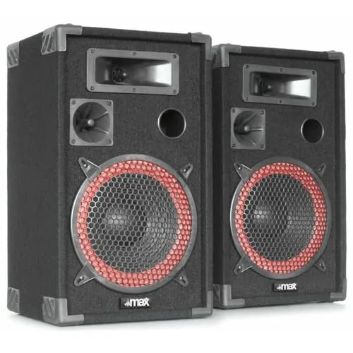 MAX XEN-3508 Passive PA Lautsprecher Set, 500 Watt - PA Komplettset mit 500 Watt Leistung und robustem 12mm Massivholz-Gehäuse, ideal für DJs und Partys, sorgt für klaren Klang und starken Bass.