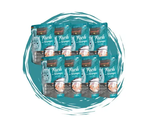 Leonardo Catfood Leonardo Frischebeutel Bundle - 8x85g verschiedene Sorten im Mixpaket Fisch & Shrimps