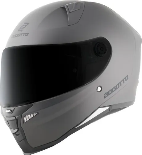 Bogotto FF110B Helm, silber, Größe L für Männer - Motorradhelm mit kratzfestem Visier und Vorbereitung für Pinlockscheibe, ideal für sicheres Fahren und optimalen Sichtschutz.