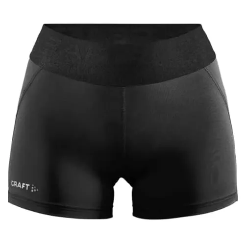 Craft Essence HOT Pants W Black L - Damen Radhosen & Shorts aus elastischem Lycra, bieten leichten Kompressionseffekt und optimalen Sitz dank Silikonprint. Ideal für Komfort und Sichtbarkeit im Dunkeln.