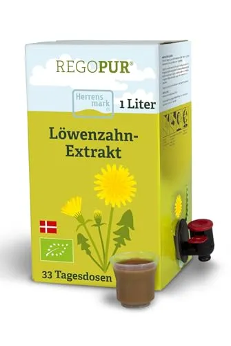 REGOPUR Bio Löwenzahn-Extrakt 1 Liter - Präparate zur Entgiftung & Detox-Kur, 100% vegan und fermentiert für natürliche Haltbarkeit und lebende Milchsäurebakterien.