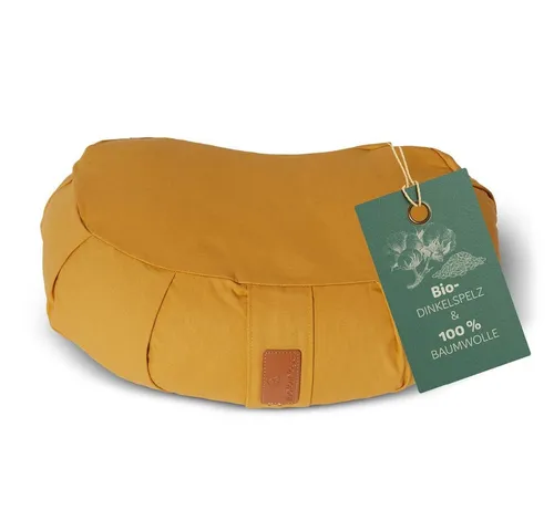 DoYourYoga Yoga Bolster Zafu Halbmondkissen Ganesh, 100% Baumwolle Bio Bioweizenschalenfüllung 45x30x14 Yoga Meditation