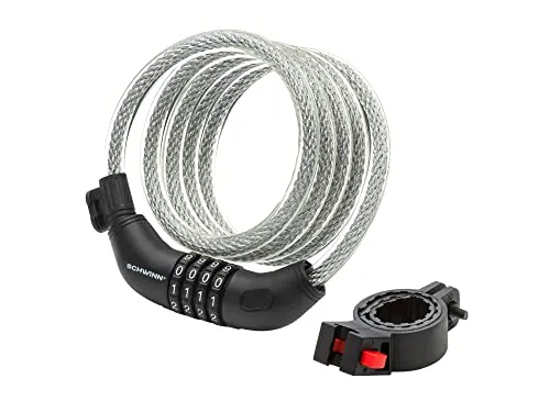 Schwinn Anti-Diebstahls-Fahrradschloss, Sicherheitslevel 3, Schloss mit Kombination, 1,83 Meter/12-mm-Kabel
