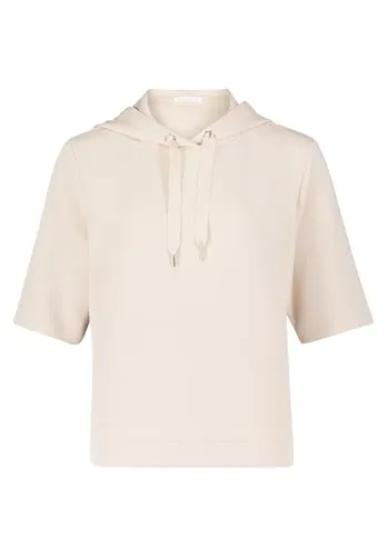 BETTY & CO Damen Sweatshirt mit Kapuze - Lässiges Sweatshirt in Grau aus hochwertiger Sweatware, ideal für Freizeitlooks. Das integrierte Bindeband und der lockere Schnitt sorgen für einen entspannten Stil.