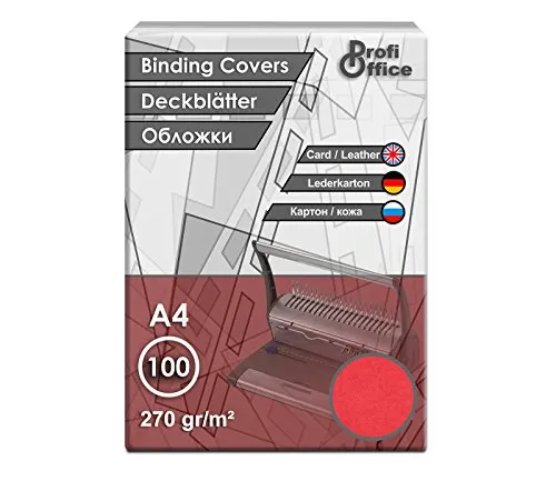ProfiOffice® Deckblätter, DIN A4, Lederoptik, rot, A4 270g/m², 100 Stück (29004)