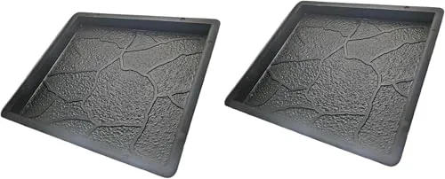 Gießformen-Schalungsformen 2 St. [Bruchsteinoptik 30 x 30 cm] -Terrassen/Gehwegplatten selber gießen (210)