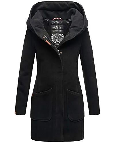 MARIKOO Damen Winter Jacke Mantel Business Trenchcoat - Eleganter Damen-Mantel für Business und Freizeit, mit warmem Kapuzendesign, verdecktem Reißverschluss und praktischen Eingrifftaschen. Ideal für alle Gelegenheiten, von Kostüm bis Jeans.